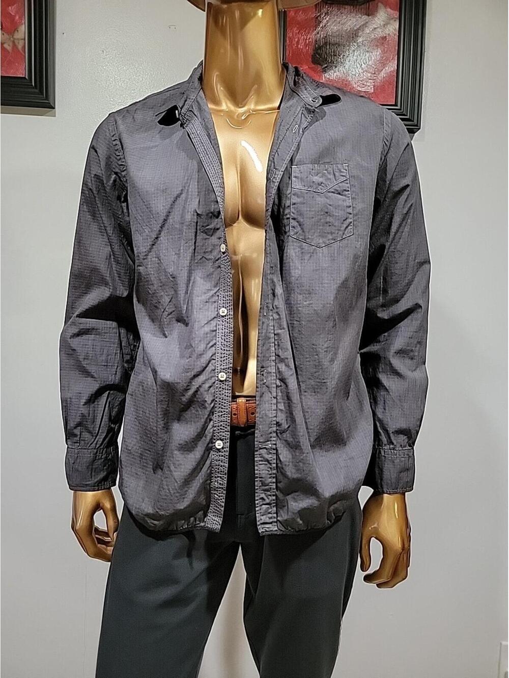 Officine Generale Men's Shirt Size L Grey Button-Down Long Sleeve #WM1